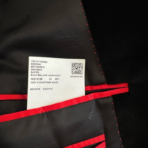 HUGO Black Velvet Dinner Jacket - Picture 6 of 7